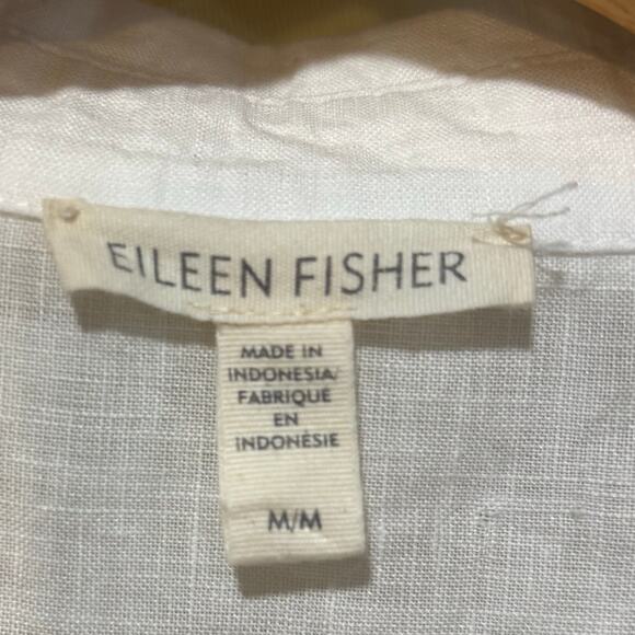 Eileen Fisher Organic Handkerchief Linen Sleeveless Button Down Shirt White, M - Picture 3 of 4